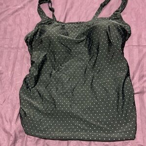 Black Krista Polka Dot swimsuit top- 2X-perfect to wear with shorts